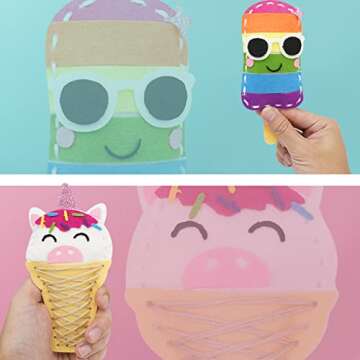 Cymbana Kids Sewing Kit Make Your Own Food Felt Plush Toy, Donuts, Ice Cream Craft Art Set for Beginners, Girls Gifts for Children Ages 6+