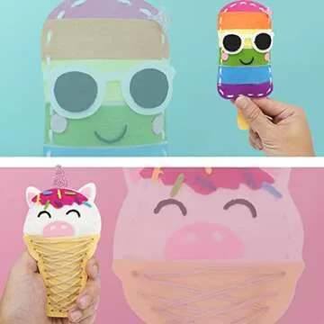 Cymbana Kids Sewing Kit Make Your Own Food Felt Plush Toy, Donuts, Ice Cream Craft Art Set for Beginners, Girls Gifts for Children Ages 6+