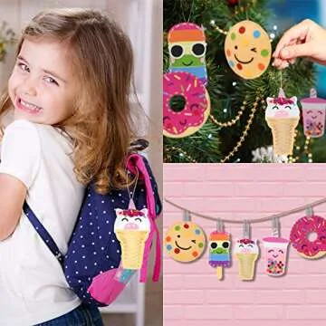 Cymbana Kids Sewing Kit Make Your Own Food Felt Plush Toy, Donuts, Ice Cream Craft Art Set for Beginners, Girls Gifts for Children Ages 6+