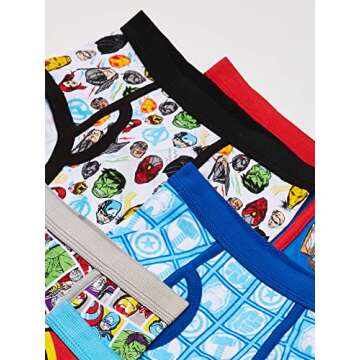 Marvel Boys' Big Avengers 100% Cotton Briefs with Assorted Hero Prints Including Iron Man, Hulk, Thor & More in Size 4, 6 & 8, 5-Pack