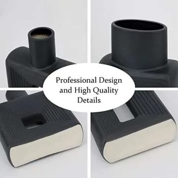 Black Ceramic Vase Set of 2，Square Vase Rustic Home Decor Minimalist Nordic Boho Style for Living Room, Shelf, Table, Bookshelf, Mantel and Entryway Decor Vases