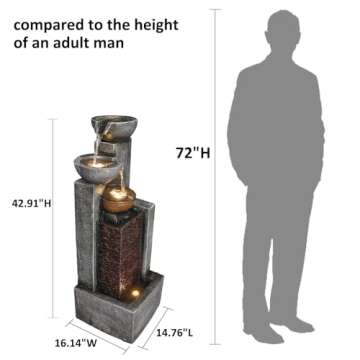 YZM Water Fountain Outdoor Garden with Lights Waterfall Fountain Decor for Garden Patio Backyard Deck Porch and Home Art Decor 42.91" H