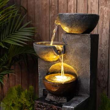 YZM Water Fountain Outdoor Garden with Lights Waterfall Fountain Decor for Garden Patio Backyard Deck Porch and Home Art Decor 42.91" H