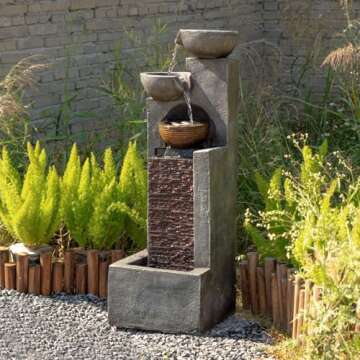 YZM Water Fountain Outdoor Garden with Lights Waterfall Fountain Decor for Garden Patio Backyard Deck Porch and Home Art Decor 42.91" H
