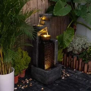 YZM Water Fountain Outdoor Garden with Lights Waterfall Fountain Decor for Garden Patio Backyard Deck Porch and Home Art Decor 42.91" H