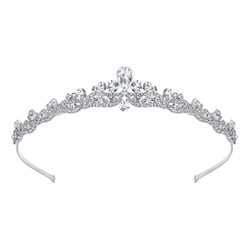 EVER FAITH Women's Austrian Crystal Wedding Teardrop Hair Tiara Headband Clear Silver-Tone