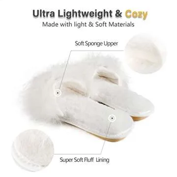 Fur Story Women's Fluffy Fuzzy Slippers Open Toe Comfort