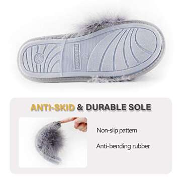 Fur Story Women's Fluffy Fuzzy Slippers Open Toe Comfort