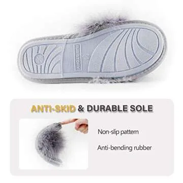 Fur Story Women's Fluffy Fuzzy Slippers Open Toe Comfort