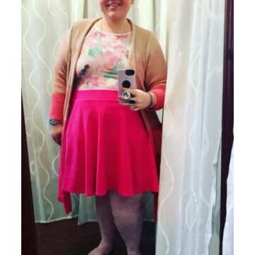 RITERA Skirt for Women Plus Size Stretchy Elastic Waist Hot Pink Solid Color Basic Mini Skater Skirts Oversized Ladies Flared High Waisted Smooth Skirt A-Line 3X 22W-24W