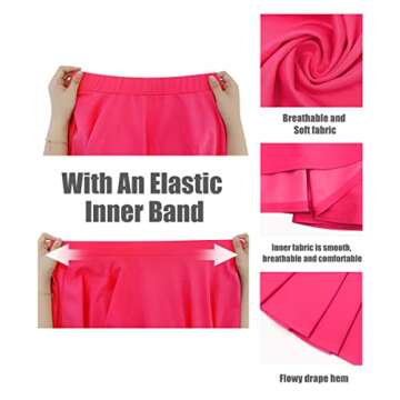 RITERA Skirt for Women Plus Size Stretchy Elastic Waist Hot Pink Solid Color Basic Mini Skater Skirts Oversized Ladies Flared High Waisted Smooth Skirt A-Line 3X 22W-24W