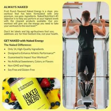 Naked Fruit Punch Naked Energy - Clean Pre Workout Supplement for Men and Women, Vegan Friendly, No Added Sweeteners, Colors Or Flavors - 30 Servings