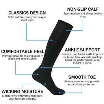 HAPYCEO Soccer Socks, Knee High Long Tube Lightweight Solid Color Football Softball Baseball Team Sp...