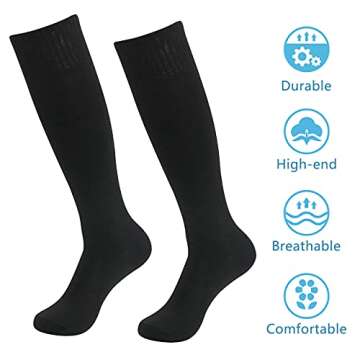 HAPYCEO Soccer Socks, Knee High Long Tube Lightweight Solid Color Football Softball Baseball Team Sports Socks, 2/6/12 Pairs