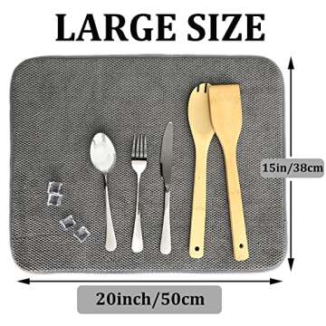 Microfiber Dish Drying Mat,Ultra Absorbent Drying Mat for Kitchen Counter,Dishes Drainer Pads 3 Pack...