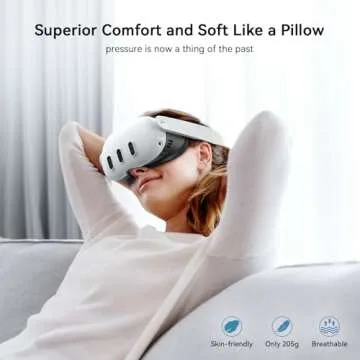 AMVR Face Cover Pad Facial Interface Compatible with Meta/Oculus Quest 3 Accessories, with Soft PU Face Cushion Pad Replacement and Breathable Ice Silk Cotton, NOT Compatible with Meta Quest 3S