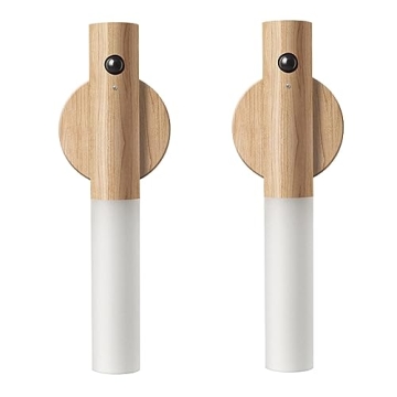 LANDGOO Wooden Motion Sensor Night Lights - Magnetic & Rechargeable LED Sconces for Home