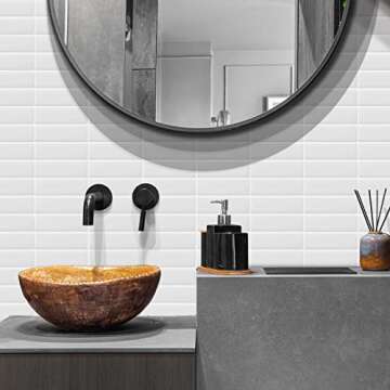DEWOO White Peel and Stick Backsplash Tile Stickers for Kitchen & Bathroom (10-Sheets)