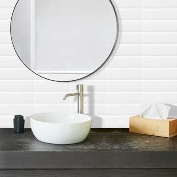 DEWOO White Peel and Stick Backsplash - Easy Modern Upgrade