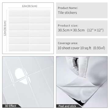 DEWOO White Peel and Stick Backsplash - Easy Modern Upgrade