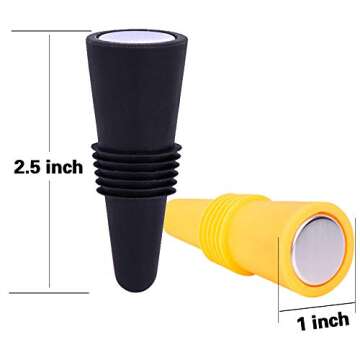 Wine Stoppers for wine bottles,FEIPUKER Colorful Silicone + Stainless Steel Wine Stopper,Wine Outlet Cap, Bottle Cover, Beverage Bottle Stoppers (Color 4)
