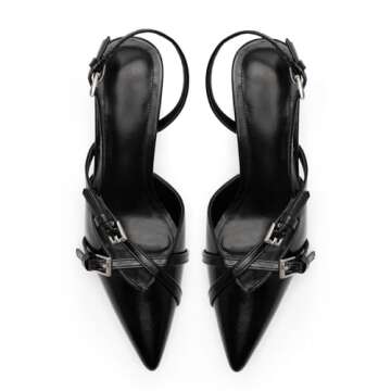 KaroNairy Kitten Heels for Women Pointed Toe Slingback Heels Closed Toe Low Heel Wedding Dress Pumps...