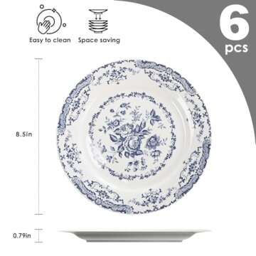 HomeElves Salad Plates, Ceramic Plates Set of 6, Kitchen Plates Microwave Safe Plates, 8 Inch White ...