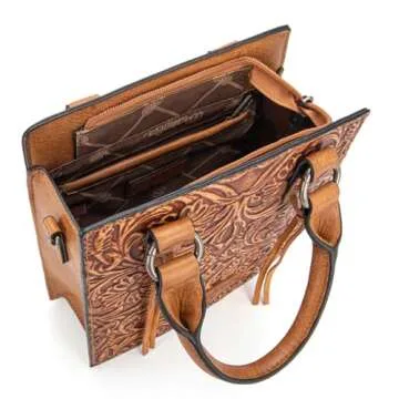 Wrangler Small Crossbody Bag for Women Wallet Women Fringe Top handle handbag Mini Purse and Embossed Western Purse WG271-8119LBR