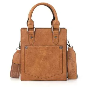 Wrangler Small Crossbody Bag for Women Wallet Women Fringe Top handle handbag Mini Purse and Embossed Western Purse WG271-8119LBR