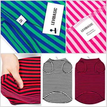 Levibasic Dog Shirts - Cotton Striped T-Shirts for Pets, Soft & Breathable Tee
