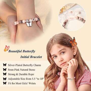 UNGENT THEM Butterfly Initial Bracelet for Girls