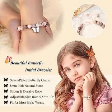 UNGENT THEM Butterfly Initial Bracelet for Girls