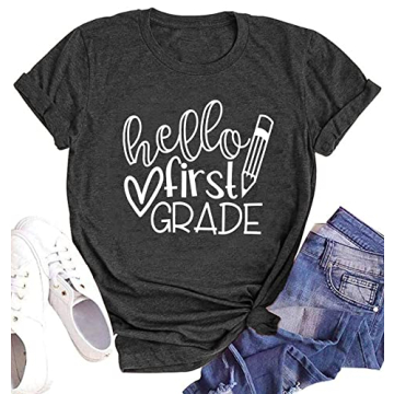 Hello First Grade Graphic T-Shirt for Teachers Comfort and Style