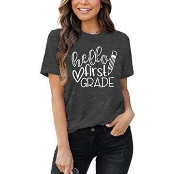 Hello First Grade Graphic T-Shirt for Teachers Comfort and Style