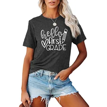 Hello First Grade Graphic T-Shirt for Teachers Comfort and Style