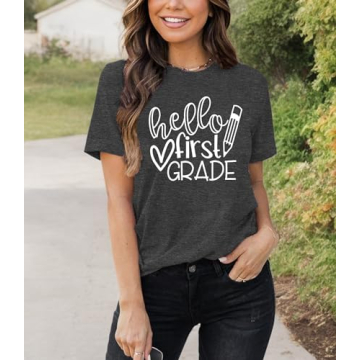 Hello First Grade Graphic T-Shirt for Teachers Comfort and Style