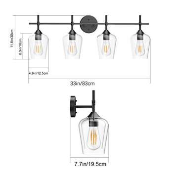Ralbay Vintage 4-Light Bathroom Vanity Lighting Fixtures