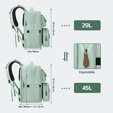 Maelstrom Diaper Bag Backpack,29L-45L Expandable Large Baby Bag for 2 Kids/Twins with Removable Cross Body Bottle Bag for Mom/Dad,Stylish Nappy Bag Gift for Boys/Girl-Mothers Day Gifts-Mint Green