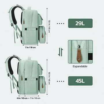 Maelstrom Diaper Bag Backpack,29L-45L Expandable Large Baby Bag for 2 Kids/Twins with Removable Cross Body Bottle Bag for Mom/Dad,Stylish Nappy Bag Gift for Boys/Girl-Mothers Day Gifts-Mint Green