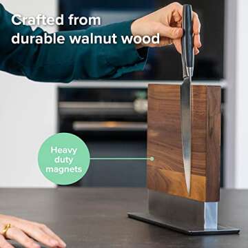 Coninx Magnetic Knife Holder - Elegant Walnut Wood Design