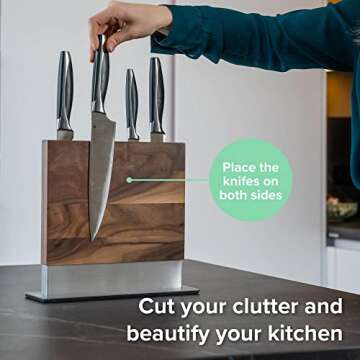 Coninx Magnetic Knife Holder - Elegant Walnut Wood Design