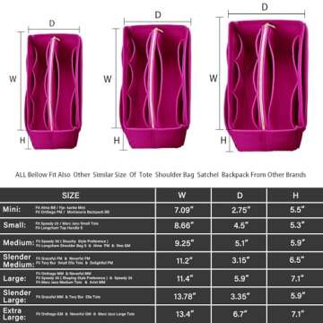 ZTUJO Purse Organizer Insert - Stylish Felt Bag Organizer with Metal Zipper, 7 Sizes for Your Favori...