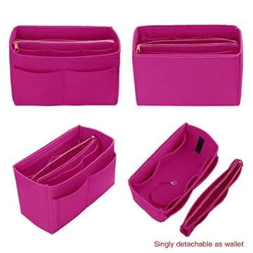 ZTUJO Felt Purse Organizer with Zipper, 7 Sizes Available