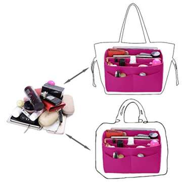 ZTUJO Felt Purse Organizer with Zipper, 7 Sizes Available