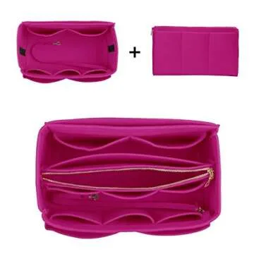 ZTUJO Felt Purse Organizer with Zipper, 7 Sizes Available