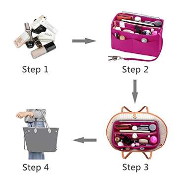 ZTUJO Felt Purse Organizer with Zipper, 7 Sizes Available