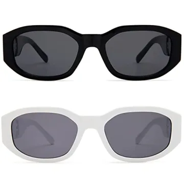 Trendy HYCREDI Rectangle Sunglasses with UV400 Protection