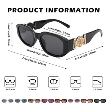 Trendy HYCREDI Rectangle Sunglasses with UV400 Protection