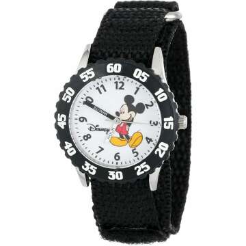 Disney Mickey Mouse Kids' Time Teacher Watch - Stainless Steel Bezel & Nylon Strap