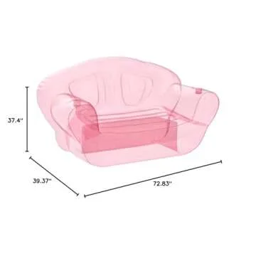 La funcosa Inflatable Clear Pink Double Person Sofa Blow UP Chairs Portable Camping Yard Couchs Inflatable Patio Furniture